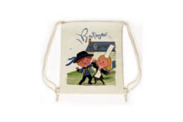 Sac pochon produit personnalisé Bretagne avec illustration d’un couple de Bretons en costume traditionnel.