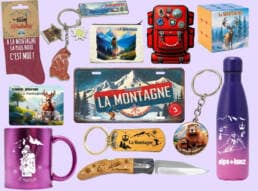 Panachage de produits personnalisés montagne : souvenirs décorés pour Savoie, Alpes, Pyrénées, Vosges, Auvergne