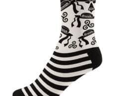 Chaussettes bretonnes rayées noir et blanc avec motifs Breizh