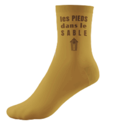 Chaussettes jaunes humoristiques avec inscription Les Pieds dans le Sable