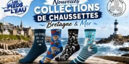 Miniature présentant les collections de chaussettes humoristiques Bretagne et Mer avec motifs bretons et marins