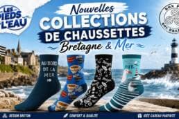 Miniature présentant les collections de chaussettes humoristiques Bretagne et Mer avec motifs bretons et marins