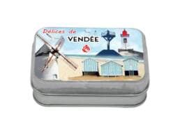 Boîte comptoir Délices de Vendée avec moulin, phare et cabines de plage