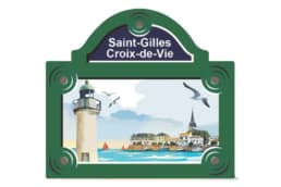 Magnet doming Saint-Gilles-Croix-de-Vie avec phare et vue sur le port