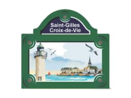 Magnet doming Saint-Gilles-Croix-de-Vie avec phare et vue sur le port