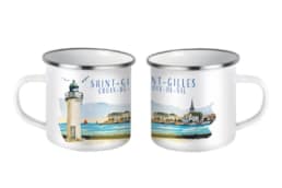 Mug fer émaillé Saint-Gilles-Croix-de-Vie avec phare et port de pêche