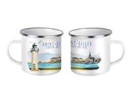 Mug fer émaillé Saint-Gilles-Croix-de-Vie avec phare et port de pêche