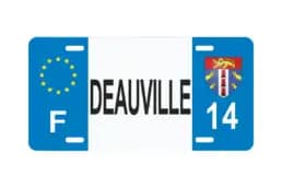 Plaque d’immatriculation souvenir Deauville avec blason de la ville