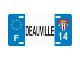 Plaque d’immatriculation souvenir Deauville avec blason de la ville