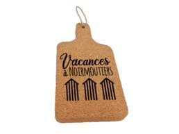 Sous-plat souvenir Noirmoutier avec plage et rangée de cabines blanches