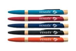 Stylo bambou gommé souvenir Vendée disponible en plusieurs couleurs
