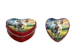 Boîte cœur souvenir Bourgogne avec illustration de la vache charolaise