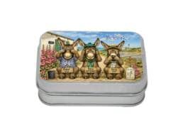 Boîte comptoir métal souvenir Île de Ré avec les trois ânes en culotte