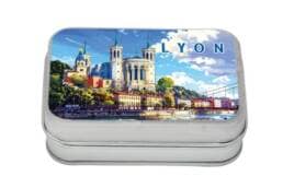 Boîte comptoir souvenir Lyon illustrée de la basilique Notre-Dame de Fourvière