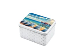 Boîte sucrette métal souvenir Royan avec plage et carrelets