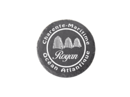 Magnet ardoise rond souvenir Royan avec carrelets