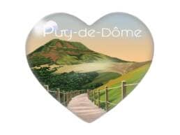 Magnet cœur souvenir Puy-de-Dôme représentant le célèbre volcan