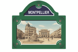 Magnet plaque de rue souvenir Montpellier représentant la place de la Comédie