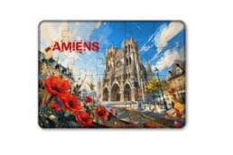 Magnet puzzle souvenir Amiens avec illustration de la cathédrale Notre-Dame