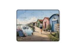 Magnet puzzle souvenir Île d'Oléron avec cabanes colorées