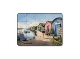 Magnet puzzle souvenir Île d'Oléron avec cabanes colorées