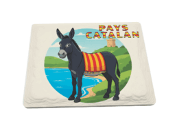 Magnet rectangle céramique souvenir Pays Catalan avec âne catalan