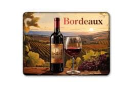 Magnet rectangle souvenir Bordeaux Gironde avec bouteille de vin et vignobles