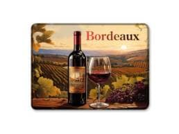 Magnet rectangle souvenir Bordeaux Gironde avec bouteille de vin et vignobles