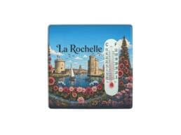 Magnet thermomètre céramique souvenir La Rochelle avec les tours du Vieux-Port