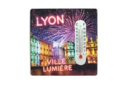 Magnet thermomètre souvenir Lyon avec feux d'artifice et place Bellecour