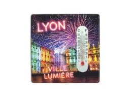 Magnet thermomètre souvenir Lyon avec feux d'artifice et place Bellecour