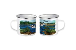 Mug fer émaillé souvenir Baie de Somme avec illustration d'avocette