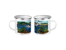 Mug fer émaillé souvenir Baie de Somme avec illustration d'avocette