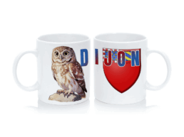 Mug souvenir Dijon avec la chouette et le blason dijonnais