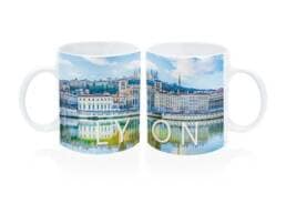 Mug souvenir Lyon avec panorama des quais de Saône et de Fourvière