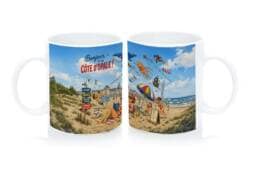 Mug standard souvenir Côte d'Opale avec illustration des plages et cerfs-volants