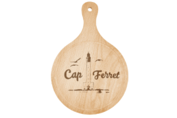 Planche en bois souvenir Cap Ferret Gironde avec gravure du phare
