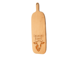 Planche à fromage souvenir Franche-Comté avec gravure d'une vache comtoise