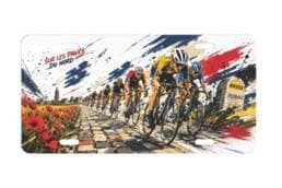 Plaque immatriculation métal souvenir Roubaix avec des cyclistes sur les pavés