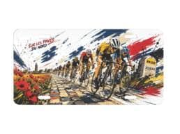 Plaque immatriculation métal souvenir Roubaix avec des cyclistes sur les pavés