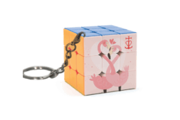 Porte-clés Magic Cube souvenir Camargue illustré de deux flamants roses