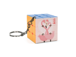 Porte-clés Magic Cube souvenir Camargue illustré de deux flamants roses