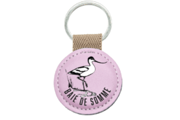 Porte-clés rond simili cuir souvenir Baie de Somme avec avocette