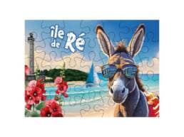 Puzzle 100 pièces souvenir âne en lunettes sur l'Île de Ré