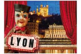 Puzzle 100 pièces souvenir Lyon avec Guignol et la basilique de Fourvière