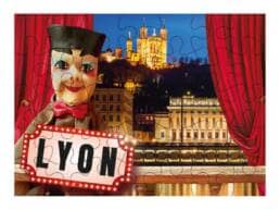 Puzzle 100 pièces souvenir Lyon avec Guignol et la basilique de Fourvière