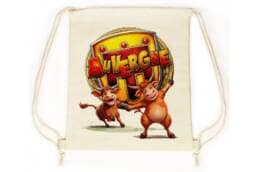 Sac pochon souvenir Auvergne illustré de deux vaches