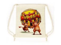 Sac pochon souvenir Auvergne illustré de deux vaches