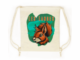Sac pochon souvenir Landes avec illustration d'un écureuil
