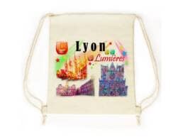 Sac pochon souvenir Lyon illustré de la Fête des Lumières